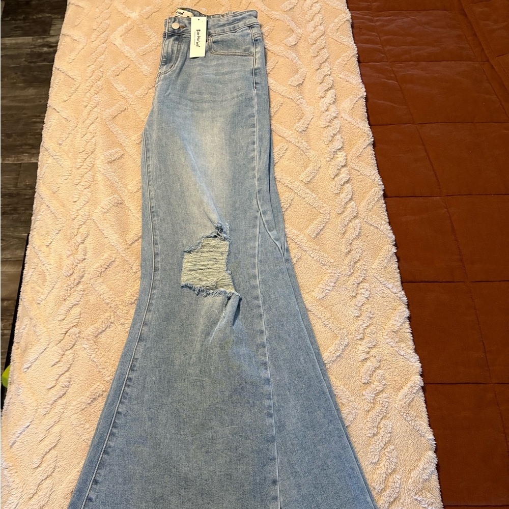 Three Bird Nest Light Blue Flare Jeans